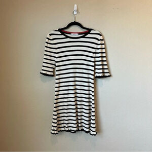 Zara Striped Ribbed ruffle hem mini dress
